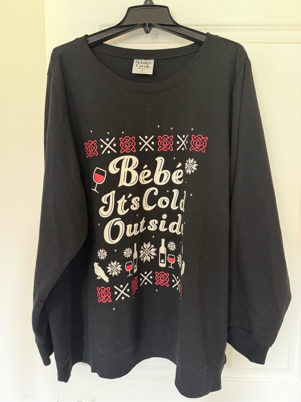 Schitts Creek Bebe It's Cold Outside Black Graphic Women's Sweater